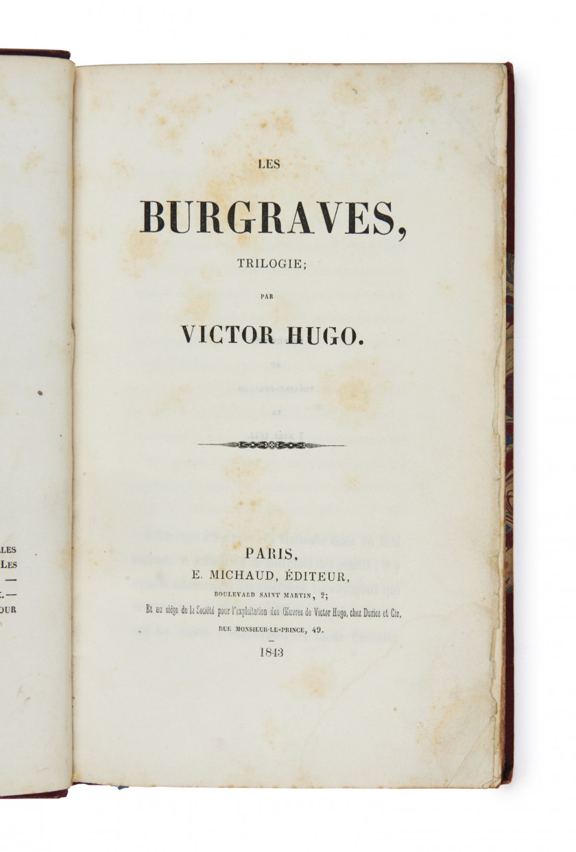 HUGO (Victor) Les Burgraves, trilogie. Paris, E. Michaud, 1843.