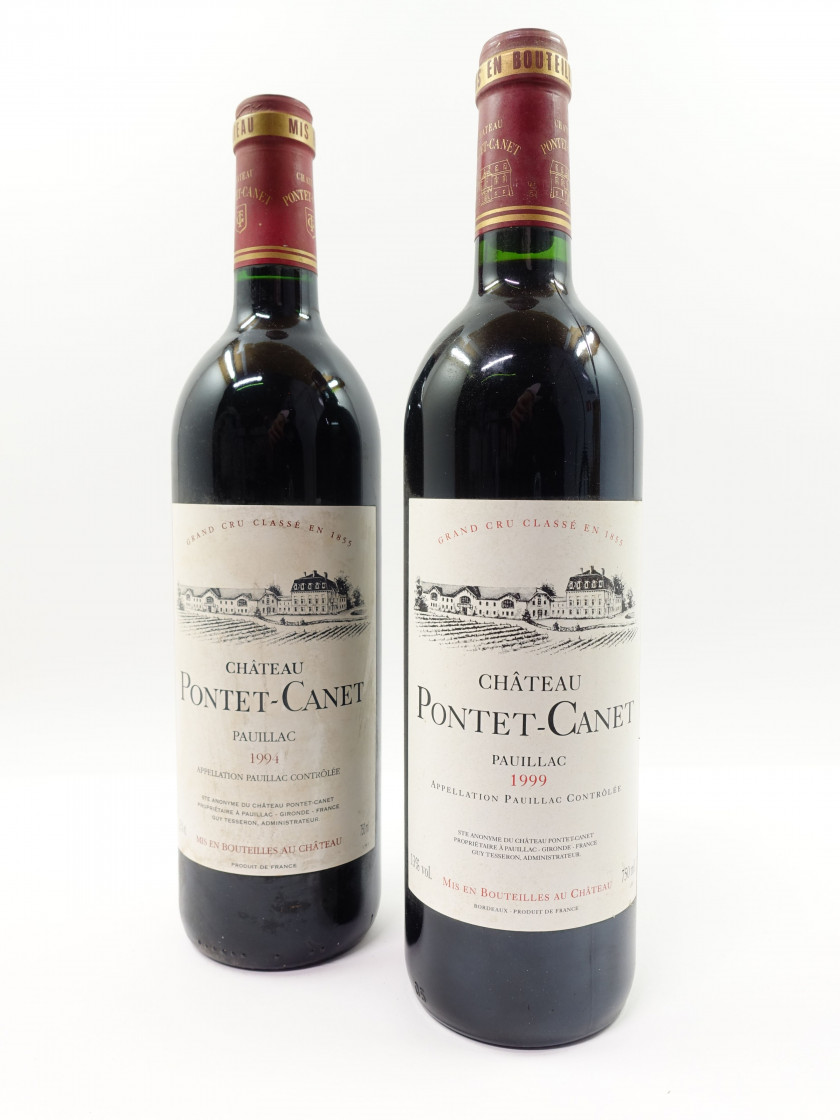 2 bouteilles 1 bt : CHÂTEAU PONTET CANET 1994 5è GC Pauillac (étiquette sale)