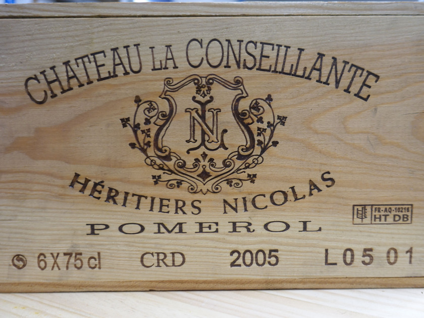 6 bouteilles CHÂTEAU LA CONSEILLANTE 2005 Pomerol Caisse bois d'origine