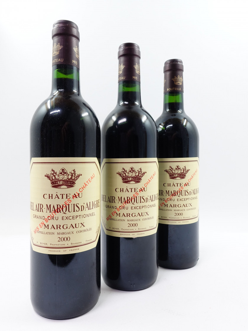 12 bouteilles CHÂTEAU BEL AIR MARQUIS D'ALIGRE 2000 Margaux