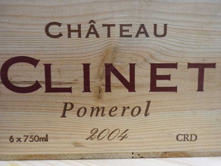 6 bouteilles CHÂTEAU CLINET 2004 Pomerol Caisse bois d'origine