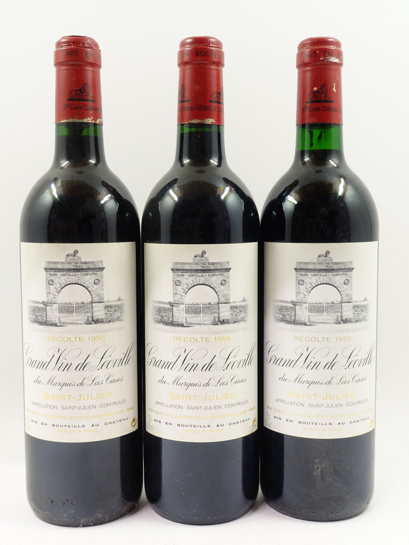 11 bouteilles CHÂTEAU LEOVILLE LAS CASES 1995 2è GC Saint Julien (étiquettes fanées