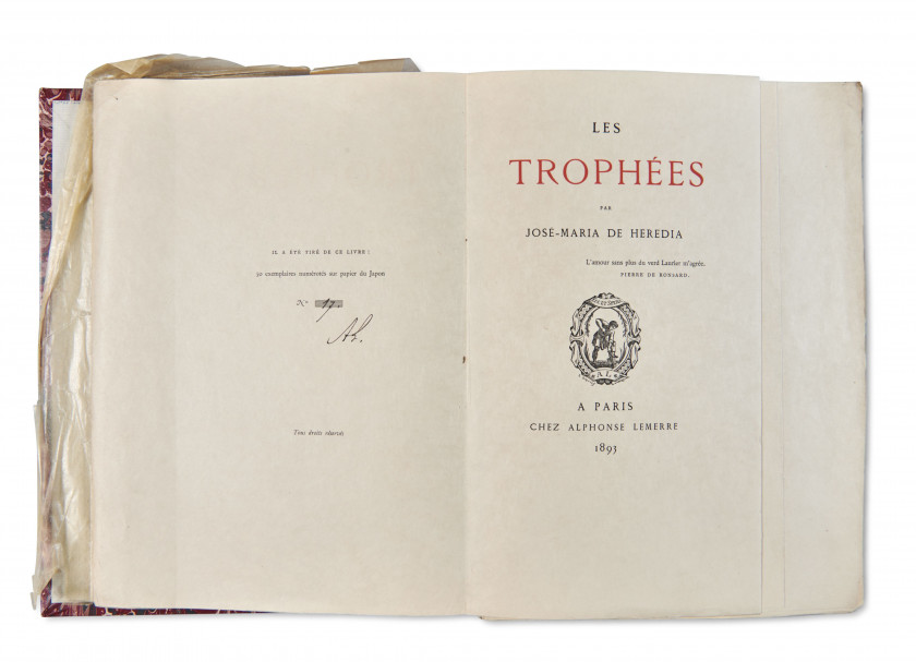 * HEREDIA (José Maria de) Les Trophées. Paris, Alphonse Lemerre, 1893.