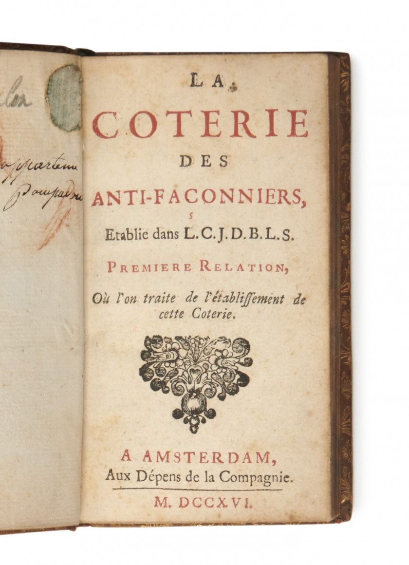 [BORDELON (Laurent, abbé)] La Coterie des anti-façonniers […]. Amsterdam, aux dépens de la Compagnie, 1716.