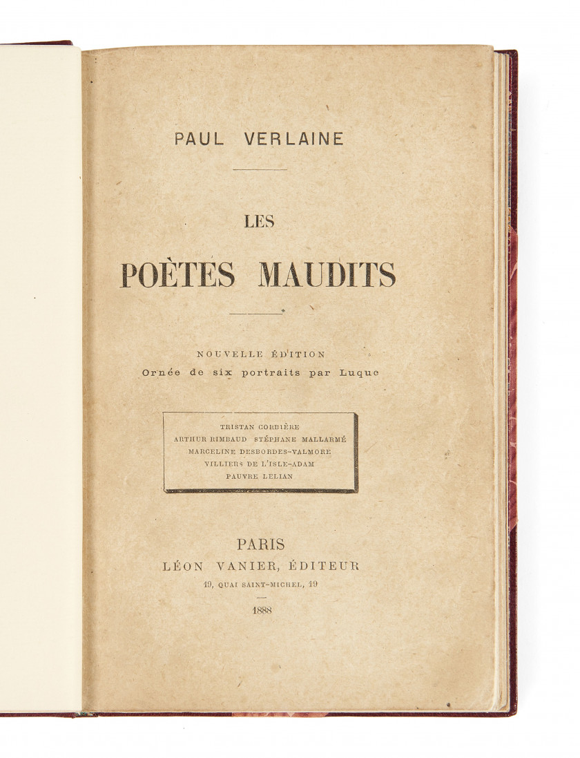 VERLAINE (Paul) Les Poètes maudits. Paris, Léon Vanier, 1888.