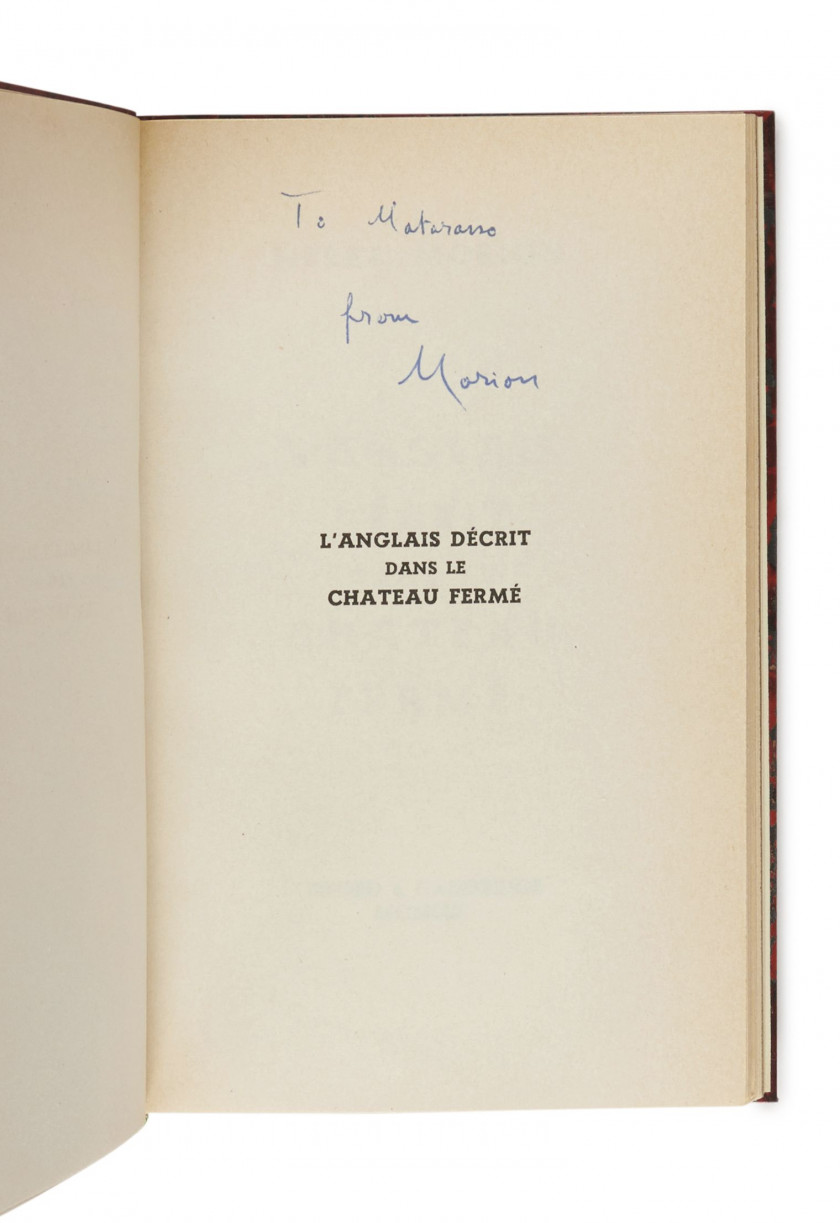 [MANDIARGUES].- MORION (Pierre) L'Anglais décrit dans le château fermé. Oxford & Cambridge, [Paris, Jean-Jacques Pauvert], 1953.