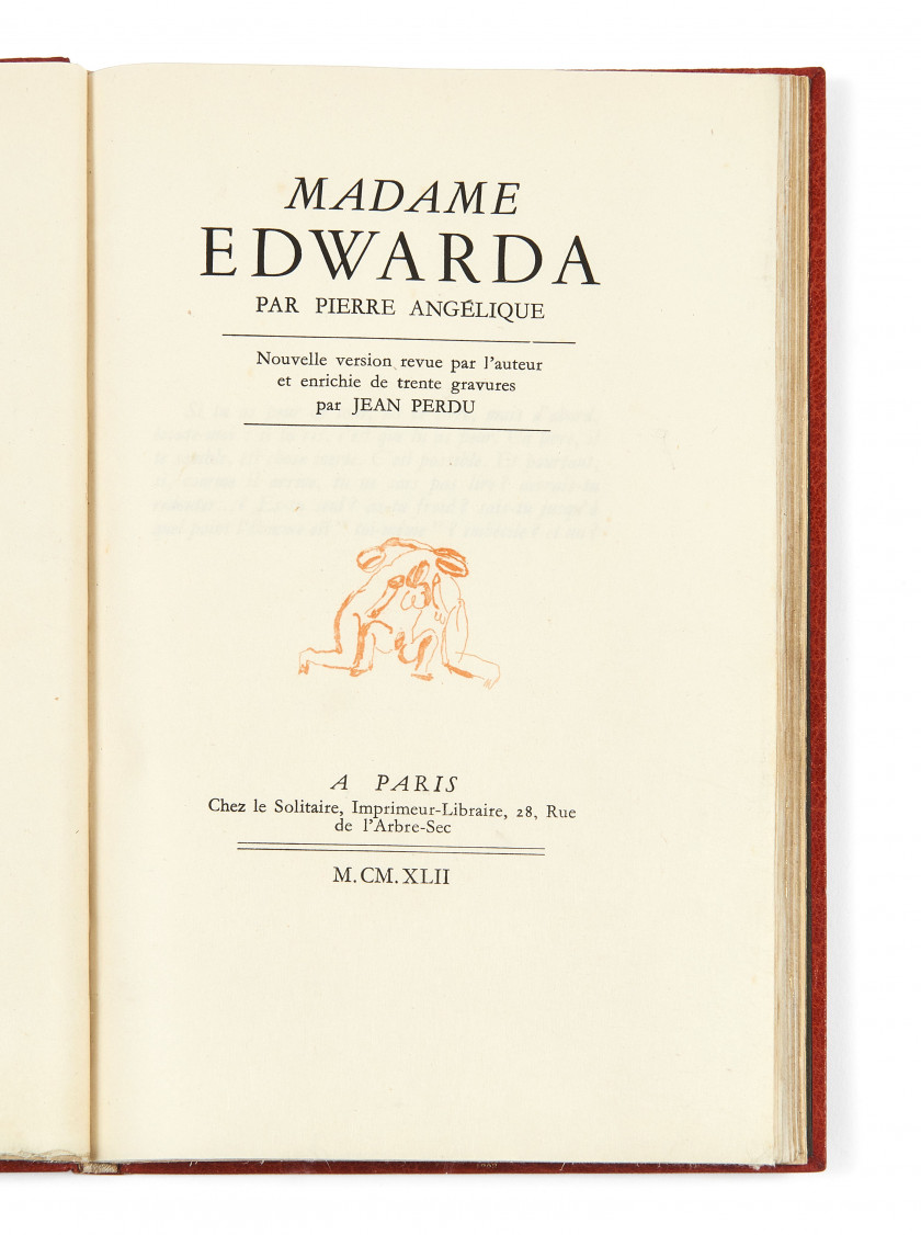 [BATAILLE (Georges)] ANGÉLIQUE (Pierre) Madame Edwarda. Paris, chez le Solitaire [Blaizot], 1942 [pour 1945].