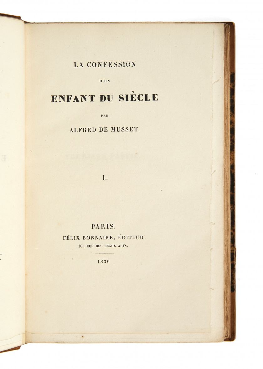 MUSSET (Alfred de) La Confession d'un enfant du siècle. Paris, Félix Bonnaire, 1836.