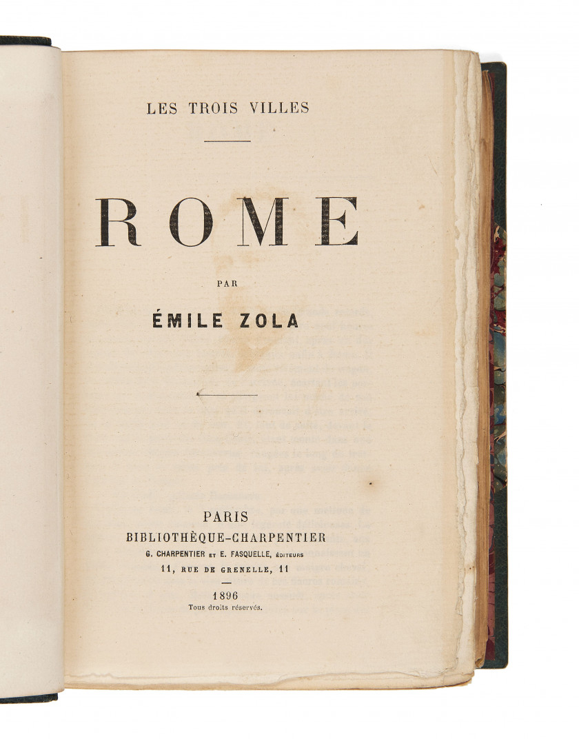 ZOLA (Émile) Rome. Paris, Charpentier et Fasquelle, 1896.