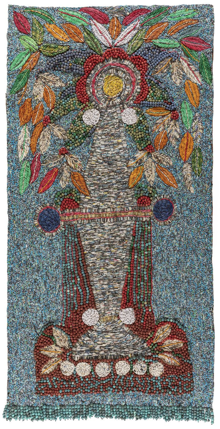 Sanaa GATEJA Né en 1950 - Ouganda Granary, 2020 Tapisserie en perles de papier