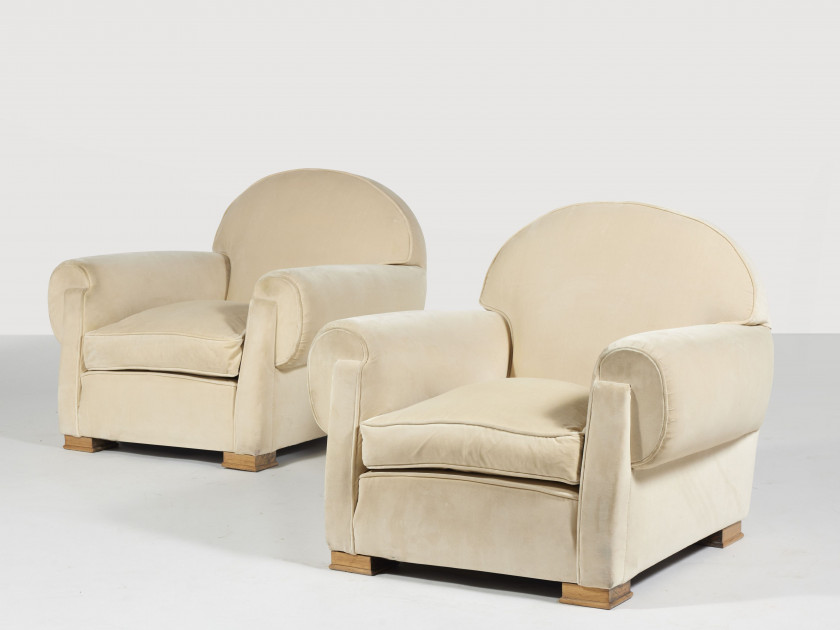 DOMINIQUE (André DOMIN & Marcel GENEVRIÈRE) 1883-1962 et 1885-1967 Mobilier de salon composé d'un canapé et de deux fauteuils - circ..