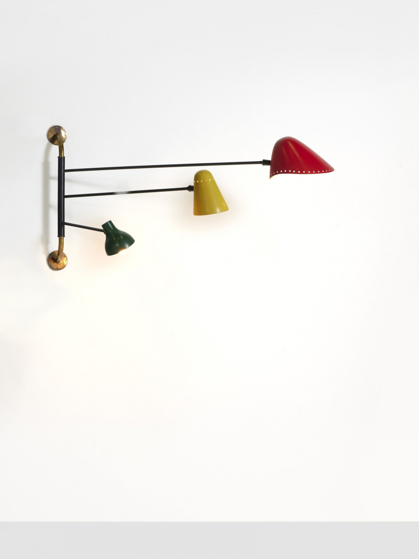 Robert MATHIEU 1921-2002 Applique à trois bras orientables - 1954