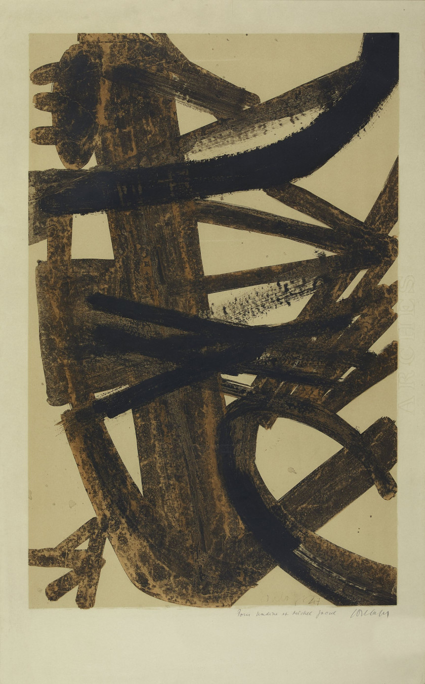 Pierre SOULAGES (d'après) (Né en 1919) Composition – 1947/1960 Lithographie en couleurs