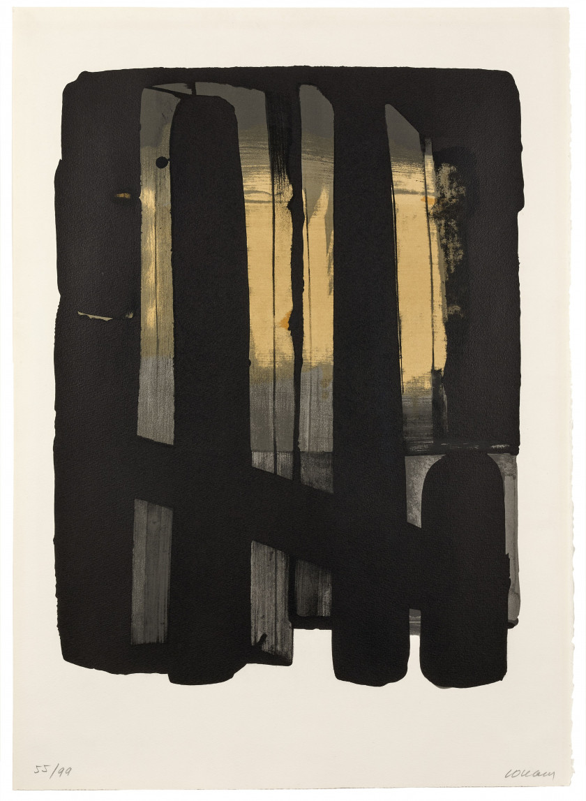 Pierre SOULAGES (Né en 1919) Lithographie 38 - 1975 Lithographie en couleurs