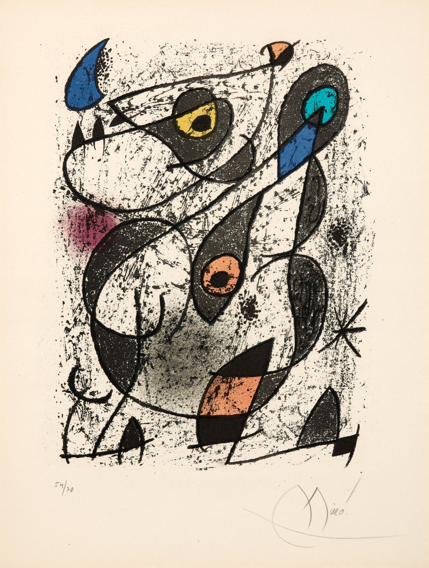 Joan MIRÓ (1893 - 1983) Miró à l'encre - 1972 - une planche Lithographie en couleurs