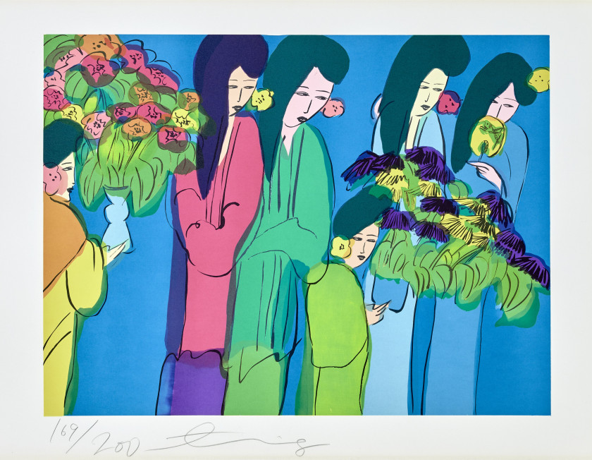 Walasse TING (1929 - 2010) Femmes et Fleurs - circa 1980 - 2 compositions 2 lithographies en couleurs