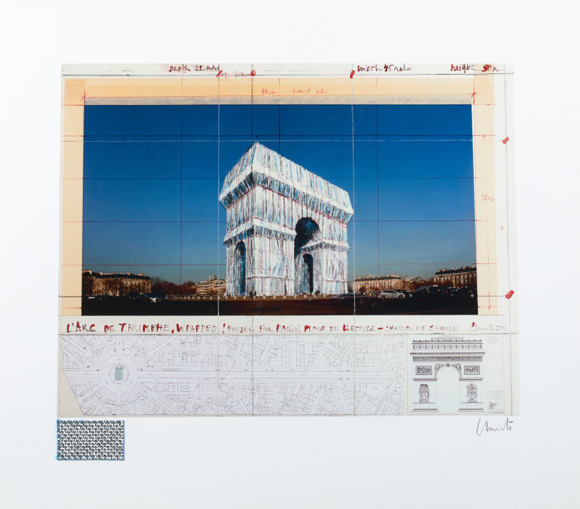 CHRISTO & Jeanne Claude (1935 - 2020) L'Arc de Triomphe, Wrapped (Project for Paris, Place de l'Etoile - Charles de Gaulle) - 2019 L.