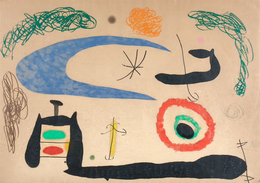 Joan MIRÓ (1893 - 1983) Dormir sous la lune - 1969 Aquatinte, eau-forte, pointe-sèche et carborandum , épreuve en couleurs