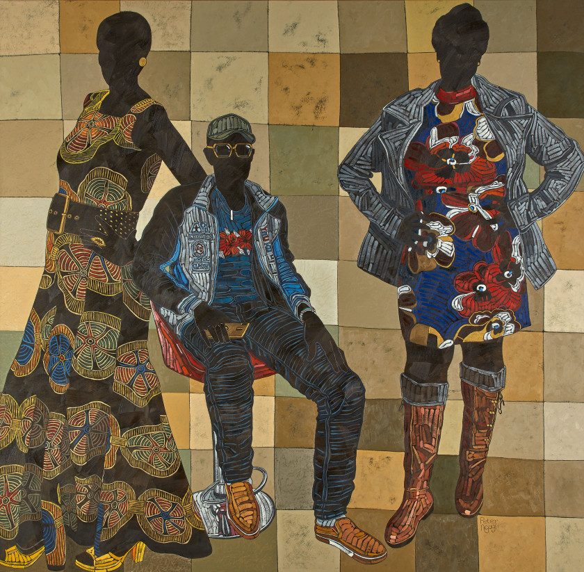 Peter NGUGI Né en 1978 - Kenya Sunday best, 2020 Huile sur toile