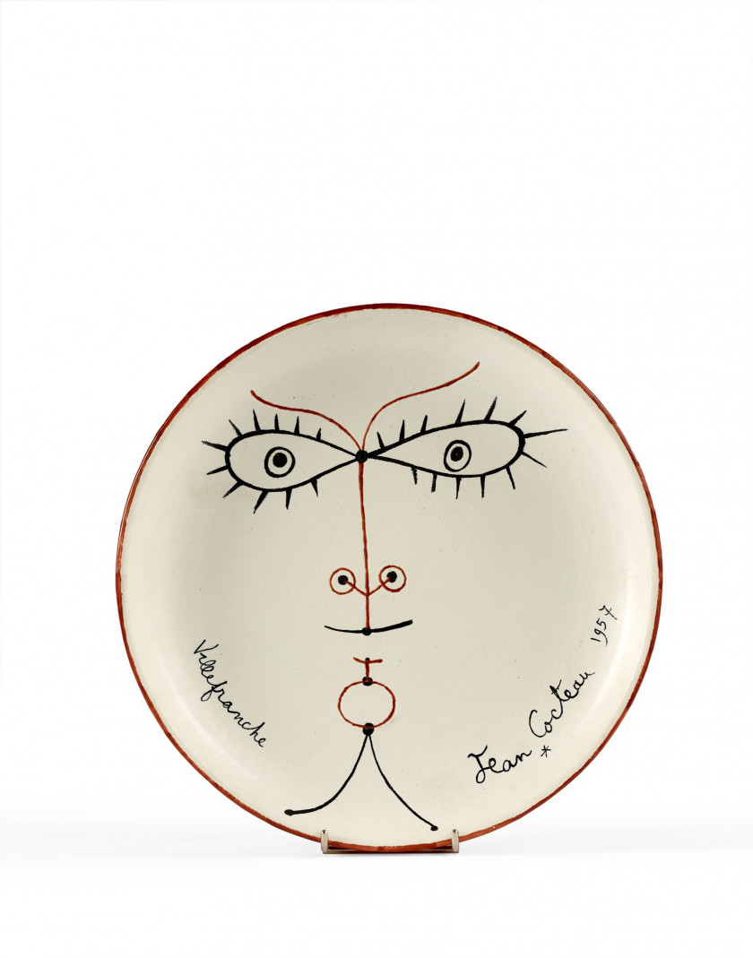 Jean COCTEAU (1889 - 1963) La Joconde - 1957 Plat rond