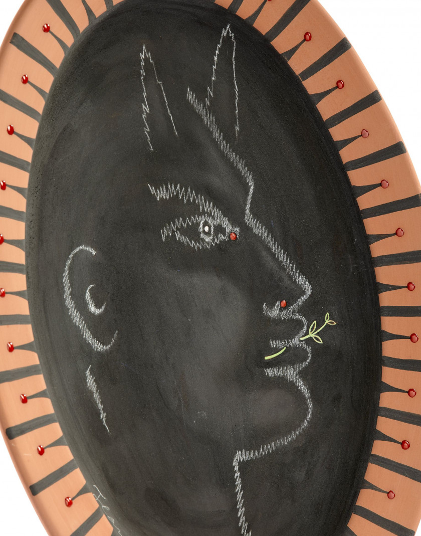 Jean COCTEAU (1889 - 1963) Le lutin de Venise - 1962 Plat ovale