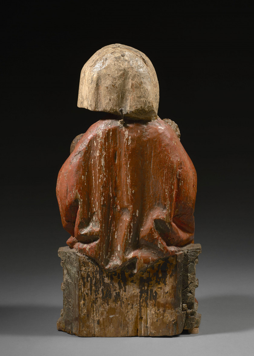 GROUPE EN TILLEUL SCULPTÉ PEINT POLYCHROME, ALLEMAGNE, SOUABE, VERS 1480-1500 Sainte Anne Trinitaire