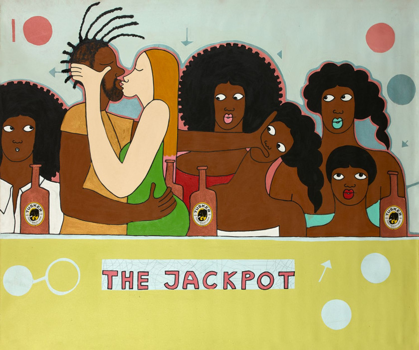 Michael SOI Né en 1972 - Kenya The Jackpot, 2017 Acrylique et collages sur toile