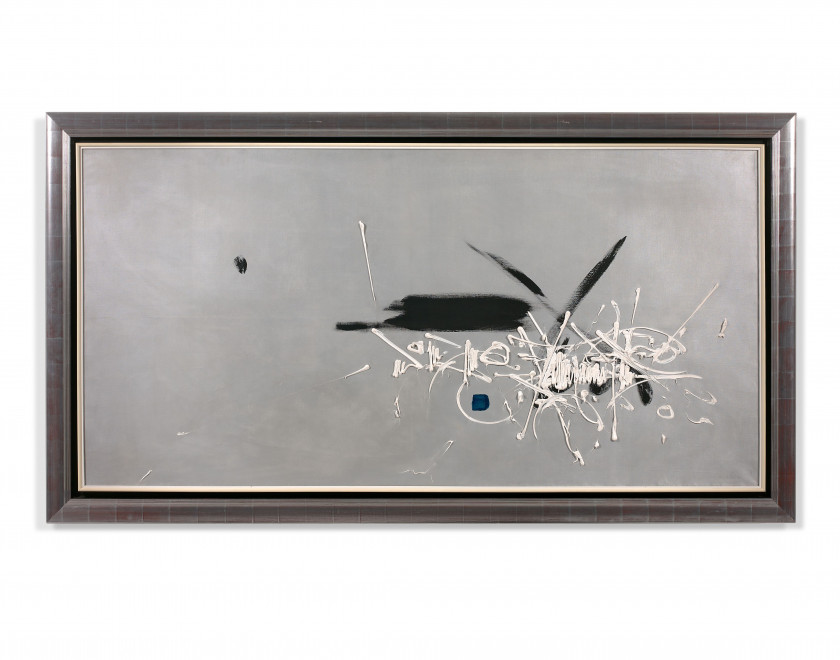Georges MATHIEU (1921 - 2012) Evrard des Barres à Clairvaux - 1958 Huile sur toile
