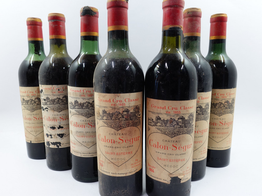 7 bouteilles CHÂTEAU CALON SEGUR 1955 3è GC Saint Estèphe (2 légèrement bas, 3 haute épaule, 2 mi-épaule