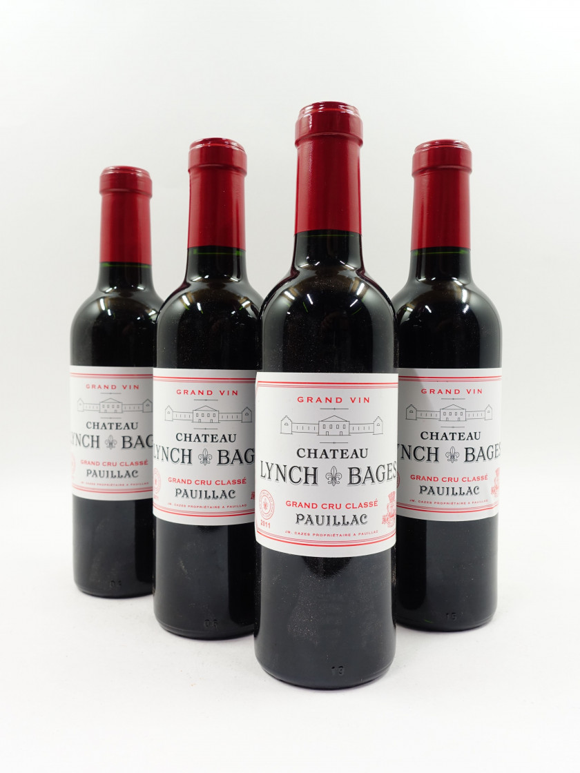 15 demi-bouteilles CHÂTEAU LYNCH BAGES 2011 5è GC Pauillac (étiquettes léger tachées)
