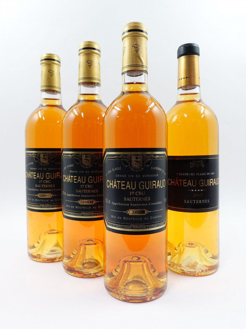 4 bouteilles 3 bts : CHÂTEAU GUIRAUD 2001 1er cru Sauternes