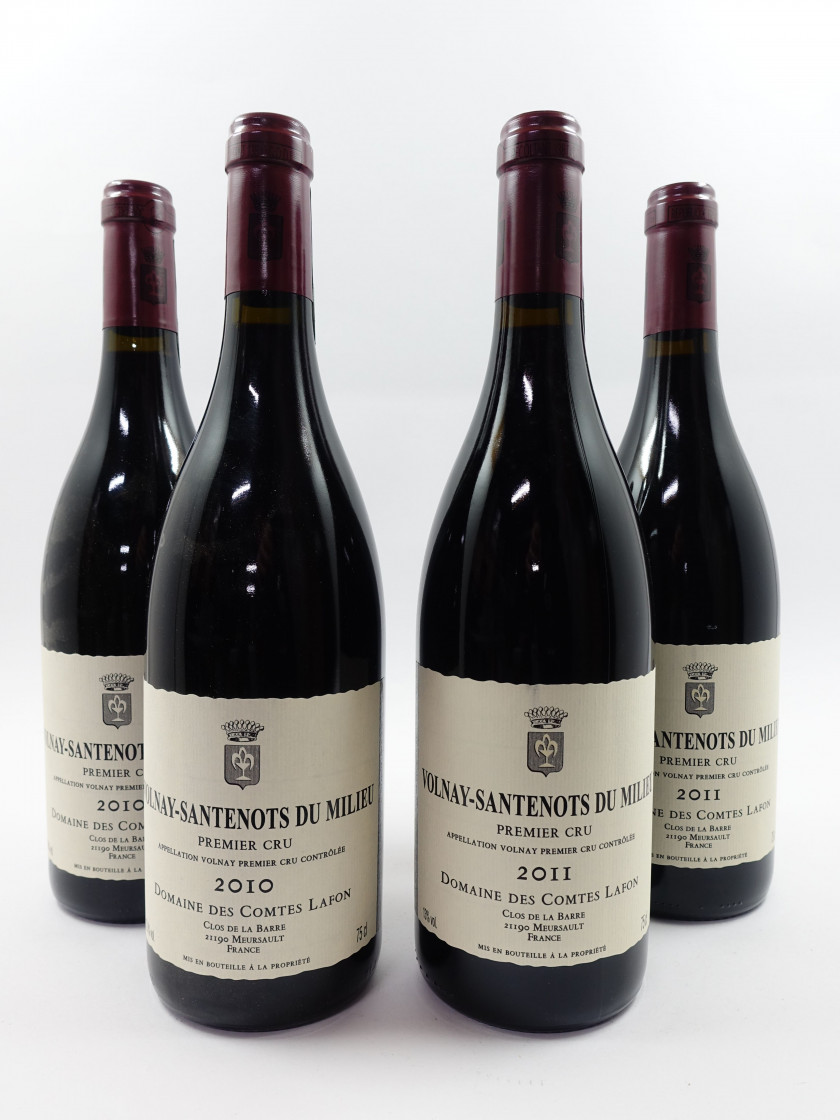 4 bouteilles 2 bts : VOLNAY 2010 1er cru Santenots du Milieu. Domaine des Comtes Lafon