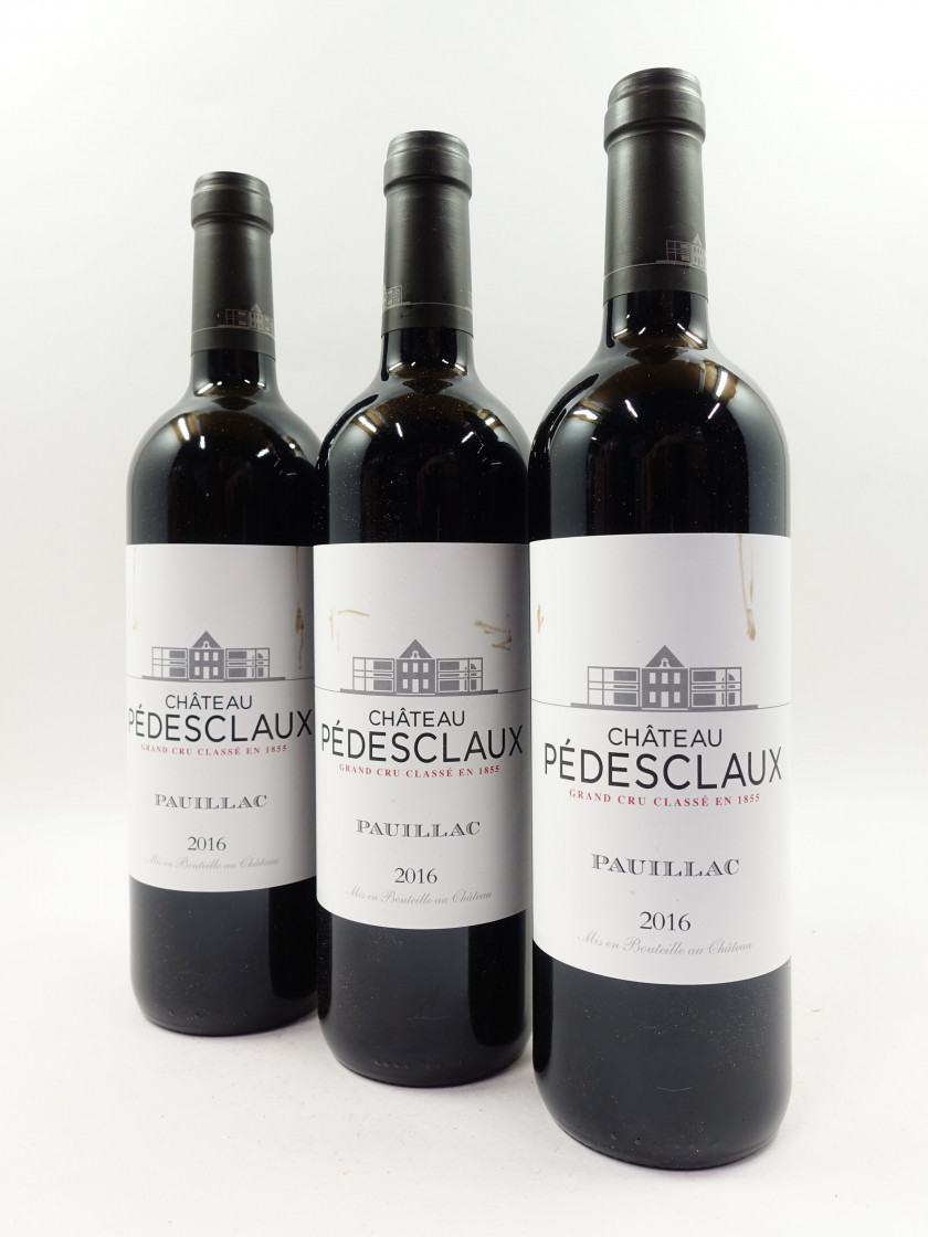 12 bouteilles CHÂTEAU PEDESCLAUX 2016 5è GC Pauillac (étiquettes léger tachée)