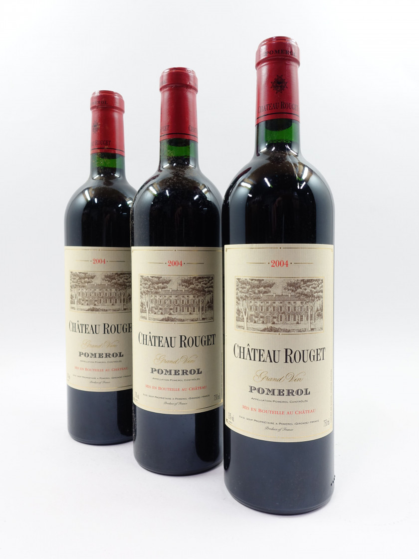 10 bouteilles CHÂTEAU ROUGET 2004 Pomerol (étiquettes léger tachées)