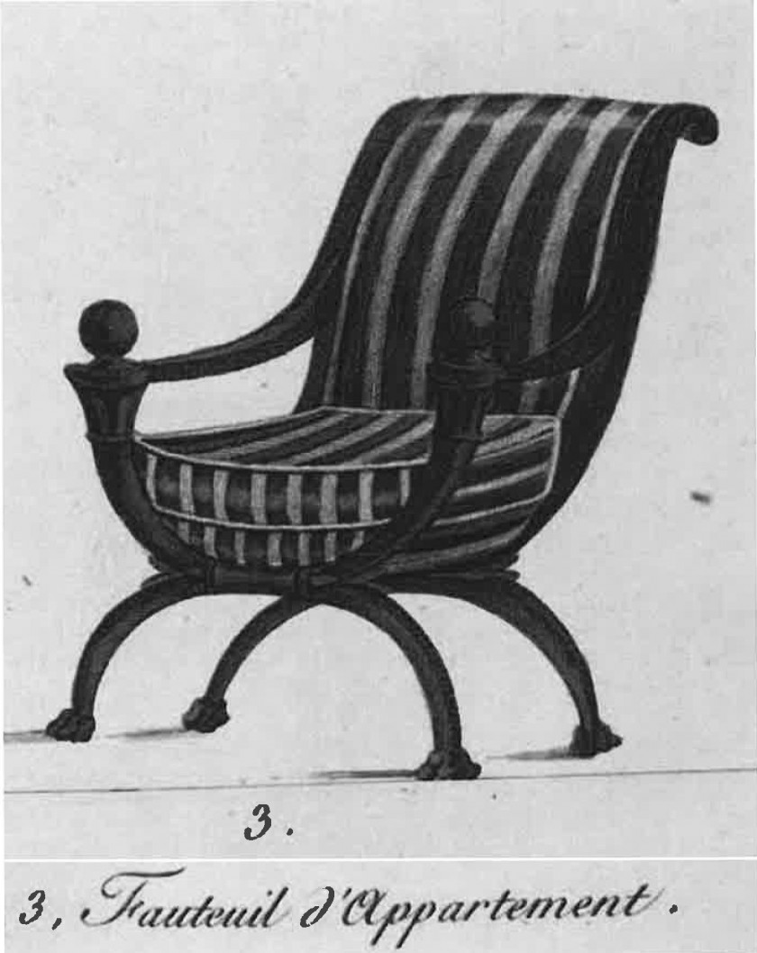 FAUTEUIL CURULE D'ÉPOQUE DIRECTOIRE Estampille de Jacob Frères rue Meslée