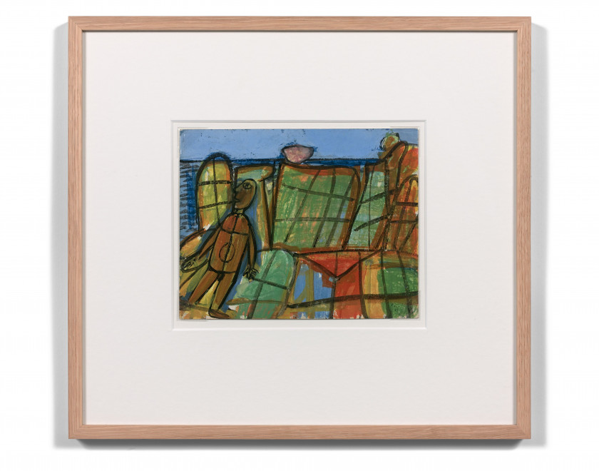 Jean DUBUFFET (1901 - 1985) BAIGNEUSE AUX ROCHERS (CASSIS) - 1943 Gouache sur carton