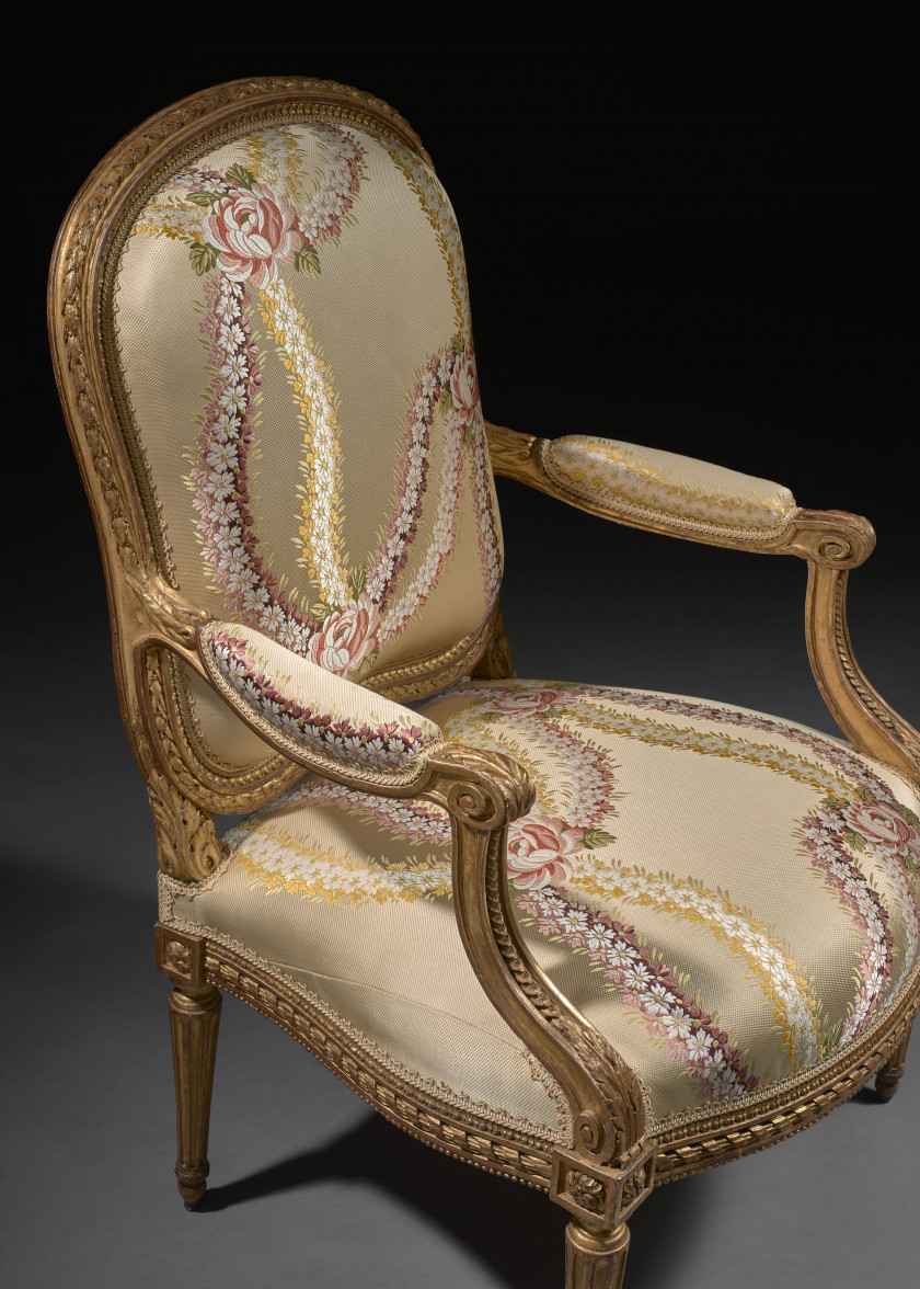 FAUTEUIL À LA REINE D'ÉPOQUE TRANSITION Attribué à Pierre Bernard