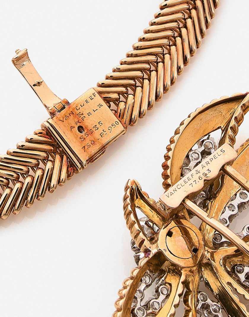 VAN CLEEF & ARPELS  Collier et clip de corsage