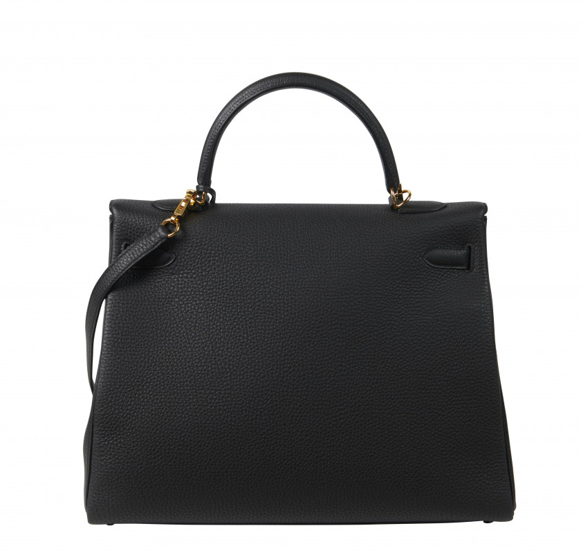 HERMÈS 2017  Sac KELLY Retourné 35 Veau Togo noir Garniture métal plaqué or Bandoulière  KELLY Retourné 35 bag Bla...