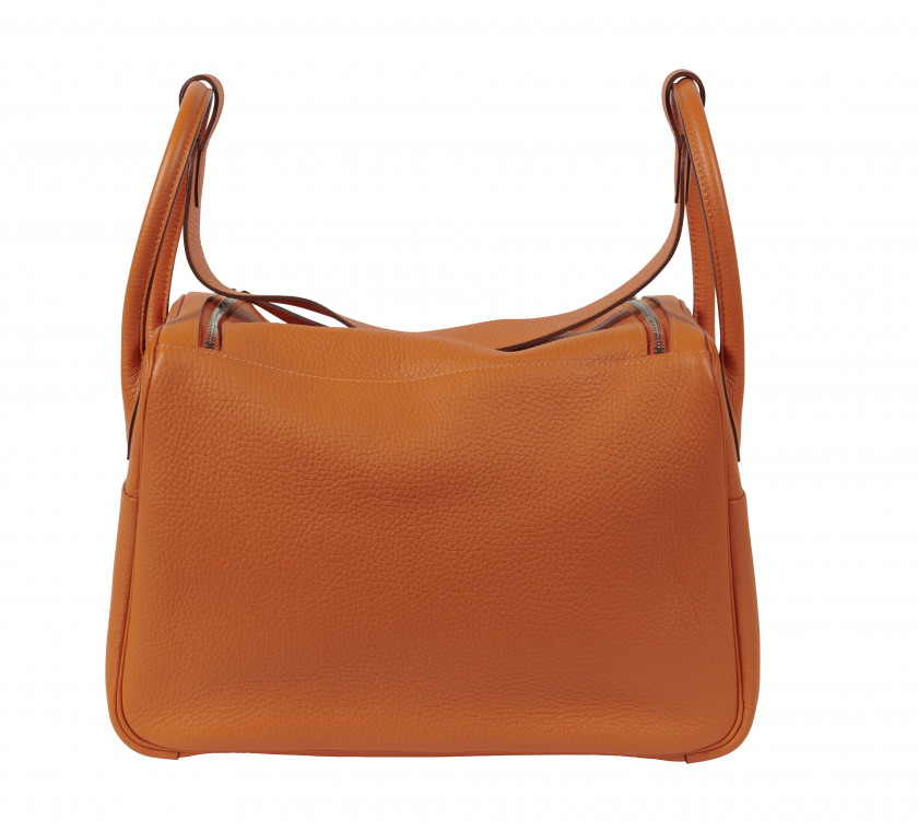 HERMÈS 2013  Sac LINDY 34 Taurillon Clémence orange Garniture métal argenté palladié Dimensions : 34 x 23 x 17 cm  L...