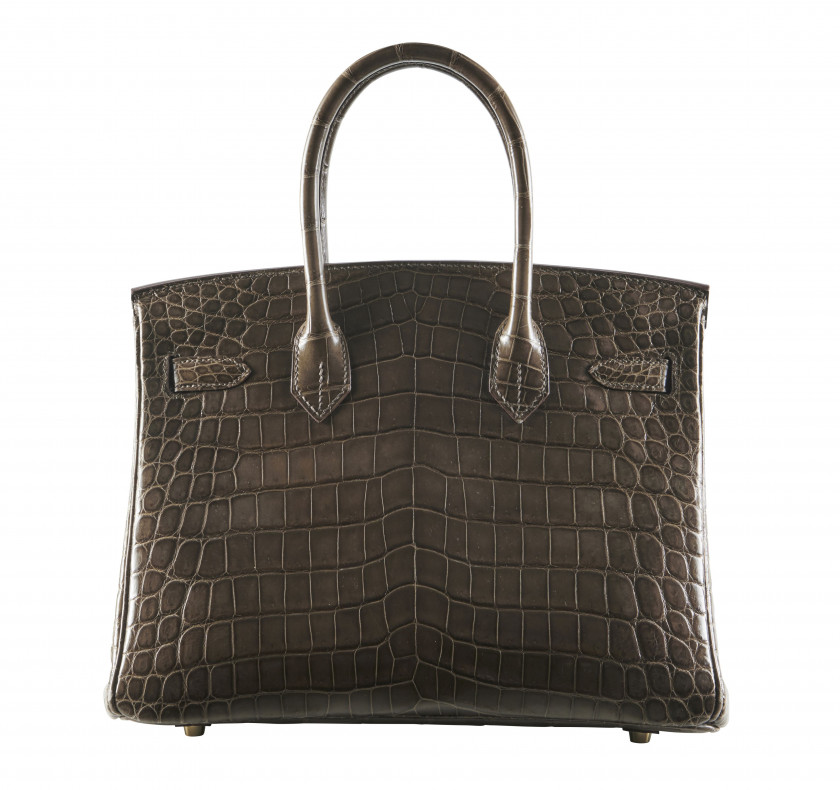 HERMÈS 2010  Sac BIRKIN 30 Crocodile du Nil lisse Gris Éléphant (Crocodylus niloticus) II/B Garniture métal plaqué or R...