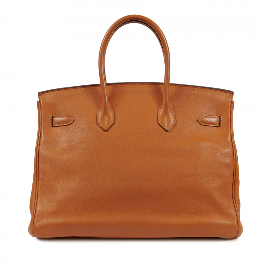 HERMÈS 2008  Sac BIRKIN 35 Veau Swift orange Garniture métal plaqué or  BIRKIN 35 bag Orange Swift calfskin leather...