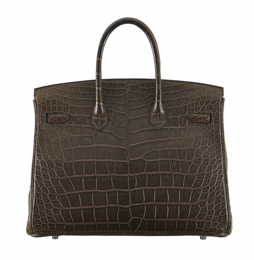 HERMÈS 2009  Sac BIRKIN 35 Alligator mat Havane (Alligator mississippiensis) II/B Garniture métal argenté palladié  BI...