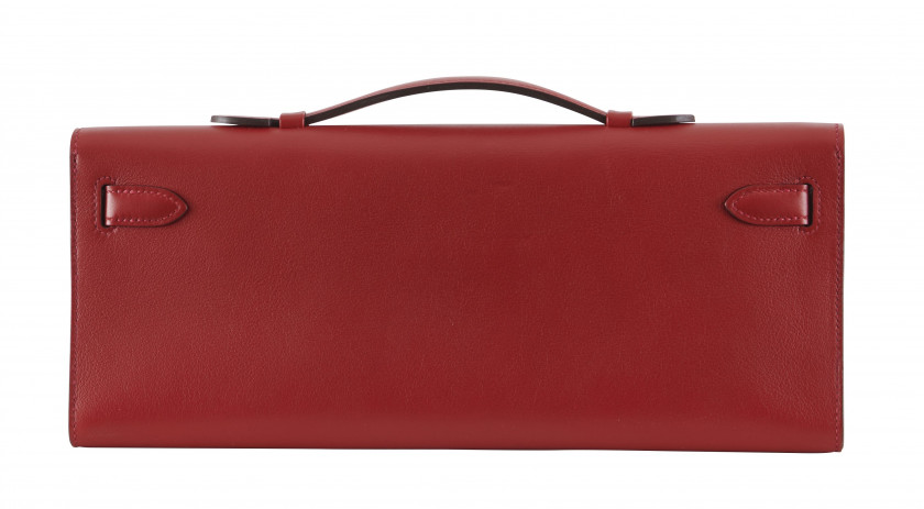 HERMÈS 2016  Pochette KELLY CUT Veau Swift rouge Garniture métal plaqué or  KELLY CUT clutch Red Swift calfskin leat...