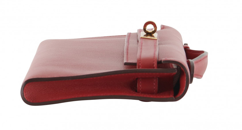 HERMÈS 2016  Pochette KELLY CUT Veau Swift rouge Garniture métal plaqué or  KELLY CUT clutch Red Swift calfskin leat...