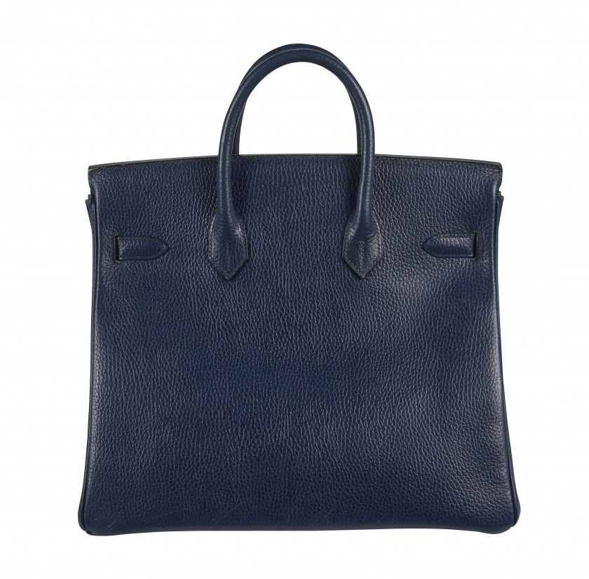HERMÈS 1996  Sac HAUT À COURROIES 32 Vaches Ardennes Bleu Saphir Garniture métal plaqué or  HAUT À COURROIES 32 bag ...