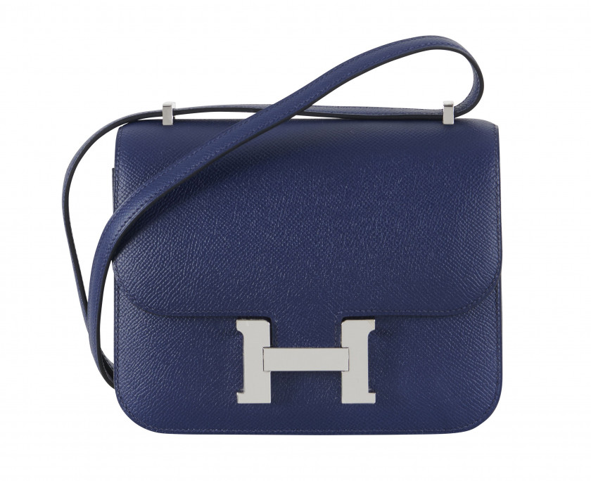 HERMÈS 2015  Sac Mini CONSTANCE 18 Veau Epsom Indigo Garniture métal argenté palladié  Mini CONSTANCE 18 bag Indigo...