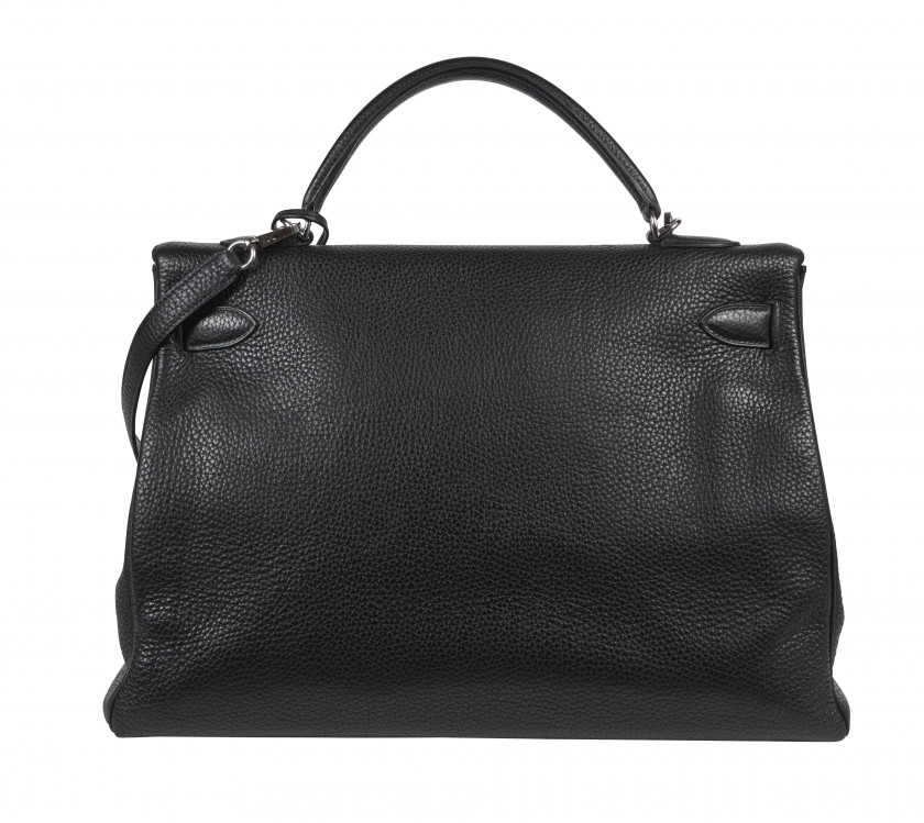 HERMÈS 2005  Sac KELLY Retourné 40 Veau Togo noir Garniture métal argenté palladié Bandoulière  KELLY Retourné 40 ba...