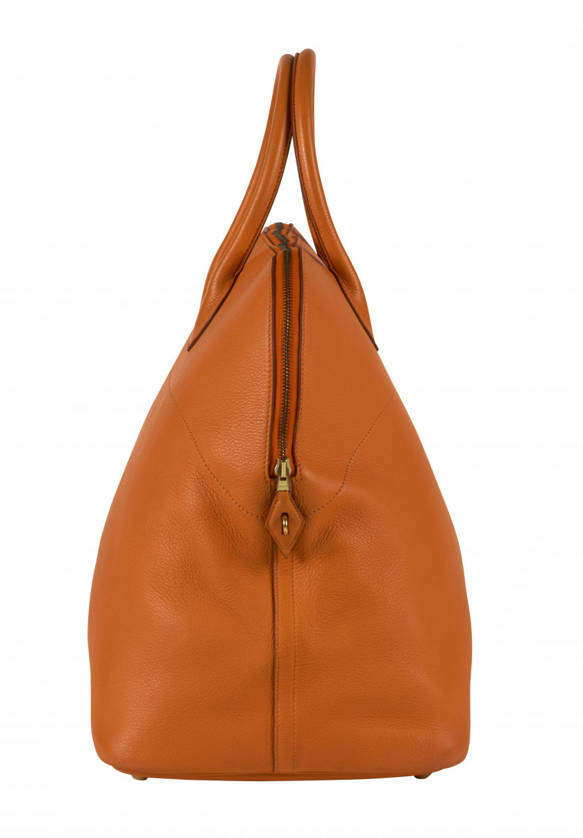 HERMÈS 1999  Sac BOLIDE 45 Cuir grainé orange Garniture métal plaqué or  BOLIDE 45 bag Orange grained leather Gilt...