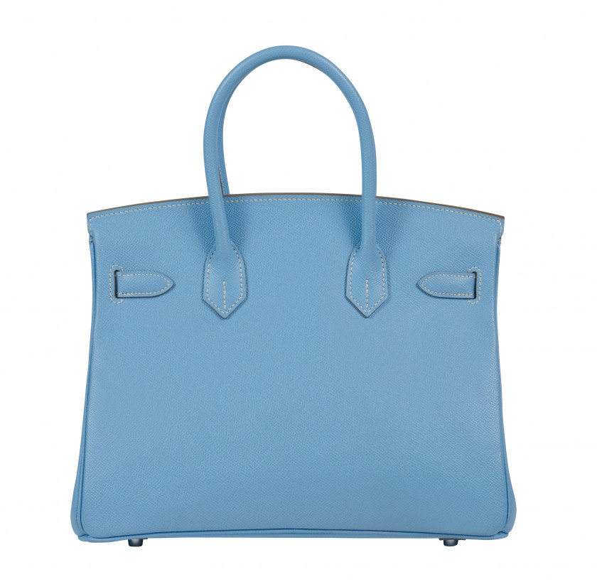 HERMÈS Édition Limitée 2011  Sac BIRKIN VERSO 30 Veau Epsom Bleu Céleste Intérieur en cuir Bleu Mykonos Piqué sellier...